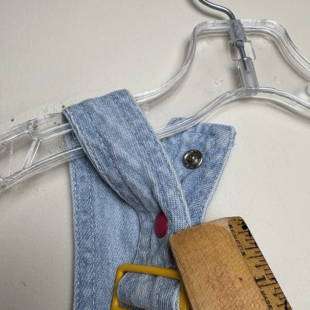 Vintage Gymboree XS 9-18 Months Light Wash Denim Colorful Bubble Romper